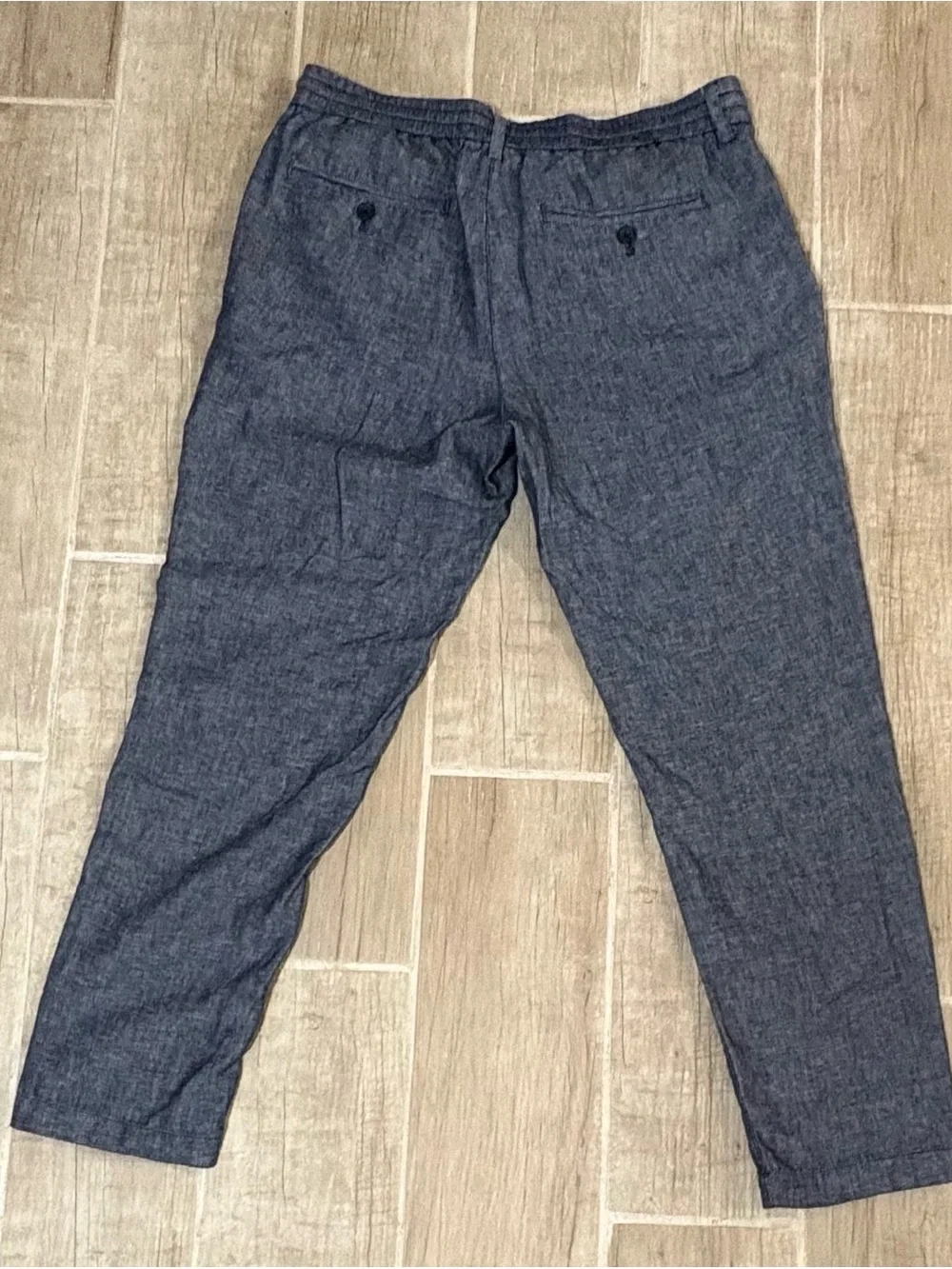 Banana Republic Navy and Gray Tapered Chambray Pants